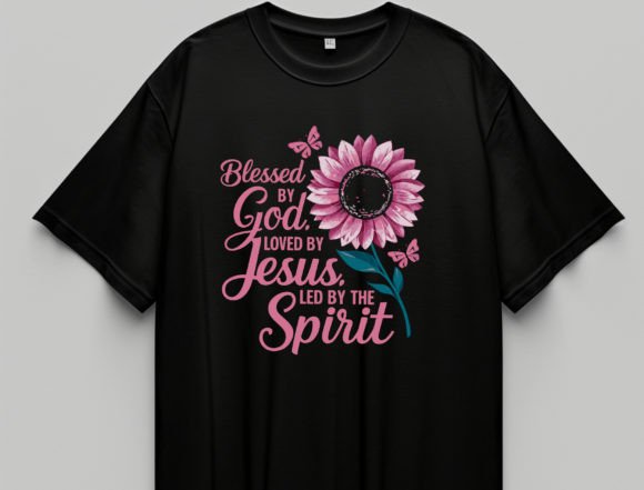 Blessed by God Loved by Jesus Led by the T-Shirt Designs