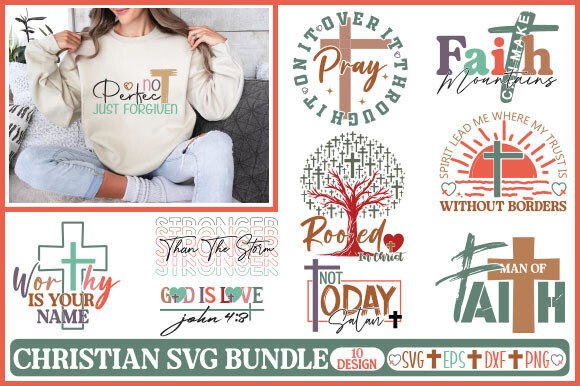 Christian SVG Bundle Boho Christian T-Shirt Designs