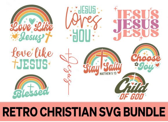 Retro Christian Svg Bundle, T-Shirt Designs